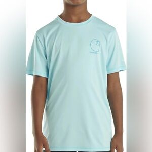 NWT Carhartt Youth Boys Short Sleeve Shirt~Sun Defender~Large 14/16~Gulf Blue